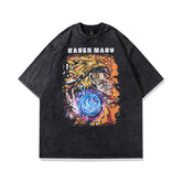 T-shirt homme Hip Hop Imprimé Anime Déchiré Manches Courtes Homme et Femme Rétro