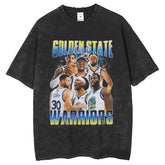 Men T Shirts Old Loose Short Sleeve T Golden State Warriors Print Retro T-Shirt