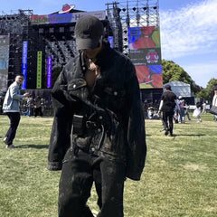 Mens Jacket Ripped Ripped Graffiti Denim Mainstream Fashion Jacket MIJKO