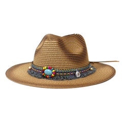 Chapeaux de cowboy en paille Printemps et été Hommes et femmes Voyage extérieur Protection solaire