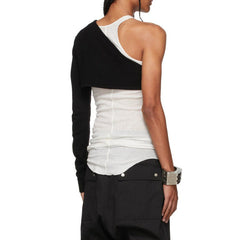 Rave Outfits Mens Vest White Stitching T-shirt Two-Piece Set