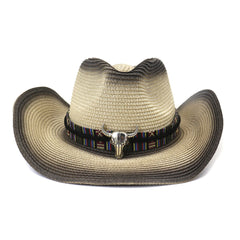 Chapeaux de cowboy en paille Printemps et été Hommes et femmes Chapeau de protection solaire pour le bord de mer Chapeau de plage
