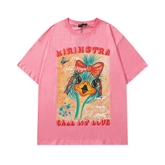 T-shirt imprimé pour hommes à manches courtes - T-shirt d'été mignon pour hommes et femmes en couple