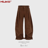 MIJKO men's women's American trousers jeans men's and women's same gender neutral profile scimitar deconstruction brown multi-yard tide