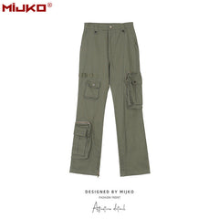 Mens Vintage Pants Chain Leg Casual Overalls MIJKO