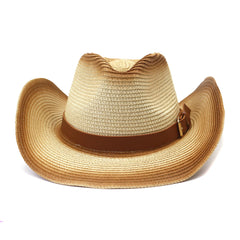 Chapeaux de cowboy en paille Printemps et Été Chapeau de cowboy en paille Western pour hommes et femmes Plage Extérieure
