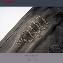 Mens Vintage Pants Vintage Patch Unisex Jeans MIJKO