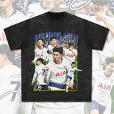 Men Vintage Football T-Shirt Vintage Hueng-Min Son Printed Short Sleeve T-Shirt Versatile Crew Neck