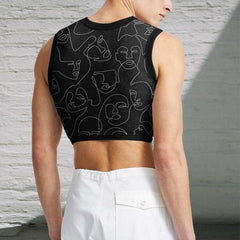 Rave Outfits Mens Vest Vintage Print Knitted