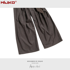 GGGard MIJKO series men's clothing women's wide feet wide tube trousers men's and women's same mesh pendant splicing dark striped casual trousers tide