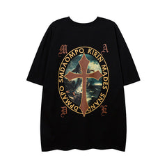 T-shirt Homme Imprimé Manches Courtes Unisexe Ample Vintage
