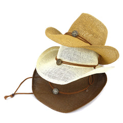 Chapeaux de cowboy en paille pour hommes et femmes, chapeau de plage pour les voyages en extérieur
