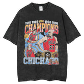 Men T Shirts Short Shirts Bull T-Shirts Washed High Street Vintage Old Loose