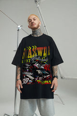 T-shirt rétro de course à manches courtes pour hommes et femmes, style hip-hop, coupe ample