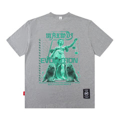 T-shirt homme couple été manches courtes ample rétro imprimé ange