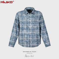 Mens Jacket Textured Plaid Shirt Jacket MIJKO