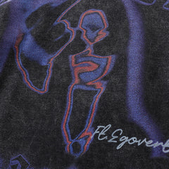 Men Long Sleeve T Shirt Abstract Printing Rock Washed Distressed T-shirt