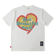 T-shirt homme T-shirt tendance marque Cœur imprimé T-shirt couple homme et femme coupe ample
