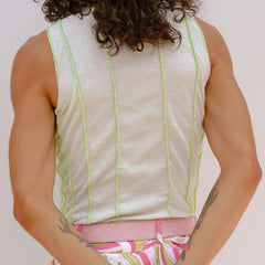 Rave Outfits Mens Vest White Stripes