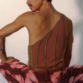 Rave Outfits Mens Vest Color Matching Irregular