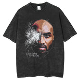 Mens T Shirts Breathable Printed T-Shirt Retro Old Washing Water Short Sleeves