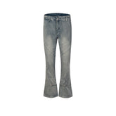 Men's Vintage Pants Washed Old Trousers Men's and Women's Splicing Button Blue Jeans MIJKO