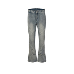Men's Vintage Pants Washed Old Trousers Men's and Women's Splicing Button Blue Jeans MIJKO