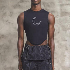 Rave Outfits Mens Vest Printed Knitted Irregular