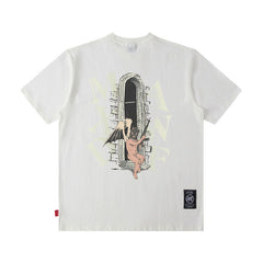 T-shirt homme noir T-shirt streetwear homme et femme couple ample à manches courtes