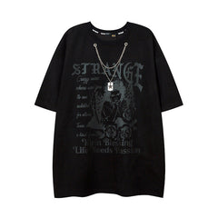 T-shirt pour Homme Imprimé Ange Vintage Manches Courtes Style Ins Couple Homme et Femme