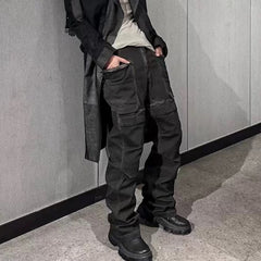 Mens Vintage Pants Stegosaurus Cargo Dirty Workwear Jeans MIJKO