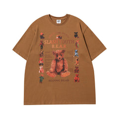 T-shirt Homme Vieil Ours Manches Courtes T-shirt Hommes et Femmes Marque Tendance Hip-Hop Couple