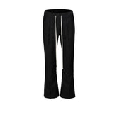 Men Vintage Pants High Street Splicing Micro Wide-footed Trousers Elastic Drawstring Casual Pants MIJKO