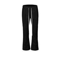 Men Vintage Pants High Street Splicing Micro Wide-footed Trousers Elastic Drawstring Casual Pants MIJKO