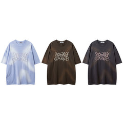 T-shirt homme manches courtes brodé lettre Hip-hop pour hommes et femmes
