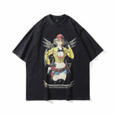 T-shirt homme portrait manga ample à manches courtes rétro