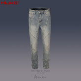 Mens Vintage Pants Washed Old Slim-Fit Jeans MIJKO