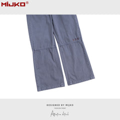 GGGard MIJKO series men's clothing women's deconstruction design trousers men's and women's same style embroidered decorative small ties slim jeans multi-size