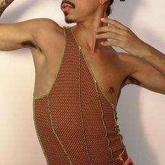 Rave Outfits Mens Vest Color Matching Irregular