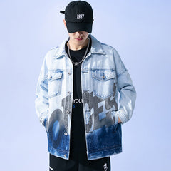 Veste en Jean Printemps Homme Grande Taille Ample Décontractée