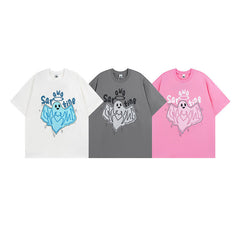 T-shirt homme imprimé mousse motif couple manches courtes décontracté