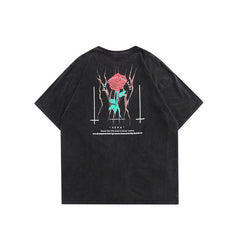 T-shirt pour Homme Imprimé Rose à Manches Courtes T-shirt Couple Homme et Femme Ample