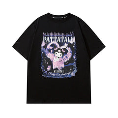 Men T Shirt Retro Cartoon Couple Short Sleeve T-shirt Men and Women Loose