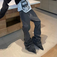 Men Vintage Pants Washed Slim Fit Old Micro-Flared Jeans MIJKO