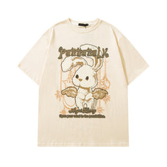T-shirt vintage homme mignon à manches courtes T-shirt homme et femme style Ins Pays