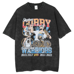 Mens T Shirts Loose Curry Printed Short Sleeve Wash