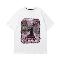 T-shirt Homme Hiphop Street Rétro Imprimé Couple Manches Courtes T-shirt Homme et Femme