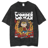 Mens T Shirts do old wash T-shirt oversize Wonder Woman print