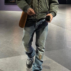 Men's Vintage Pants Men's and Women's Wide-footed Jeans MIJKO