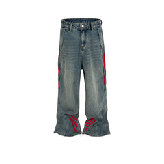 Men's Vintage Pants Jeans Splicing Men's and Women's Button Pants Long Pants MIJKO
